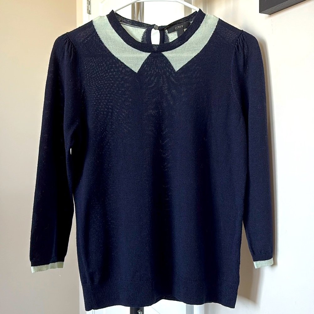J.Crew Collared Navy Three Quarter Sweater